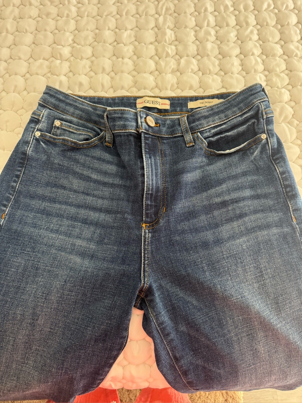 GUESS Women's Mid-Rise Blue Denim skinny Jeans